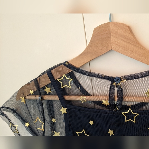 ⭐Wonder Nation Navy & Gold Star Dress Size 10-12 - Picture 2 of 6